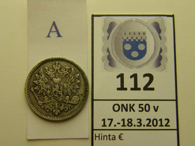 k-0112-a.jpg - Kohde 112 (kuva 1/2), lhthinta: 10 € / myyntihinta: 18 € 50 p 1872 Ag, SNY 321.2, kunto: 5/4