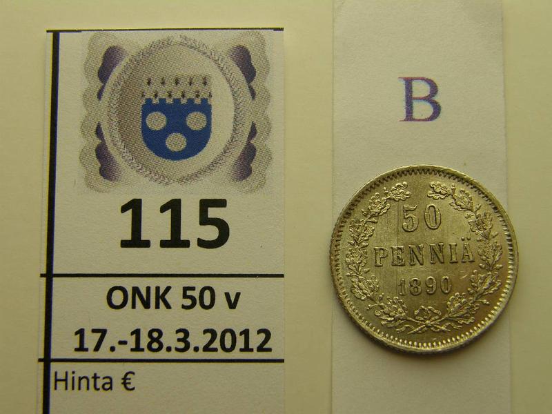 k-0115-b.jpg - Kohde 115 (kuva 2/2), lhthinta: 70 € / myyntihinta: 70 € 50 p 1890 Ag, kaunis!, kunto: 8