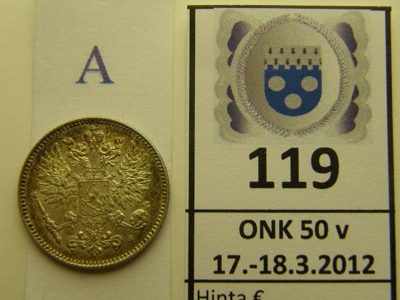 k-0119-a.jpg - Kohde 119 (kuva 1/2), lhthinta: 10 € / myyntihinta: 16 € 50 p 1914 II Ag, kaksoiskaiverrus, leimakiiltoa, tummumia, kunto: 8