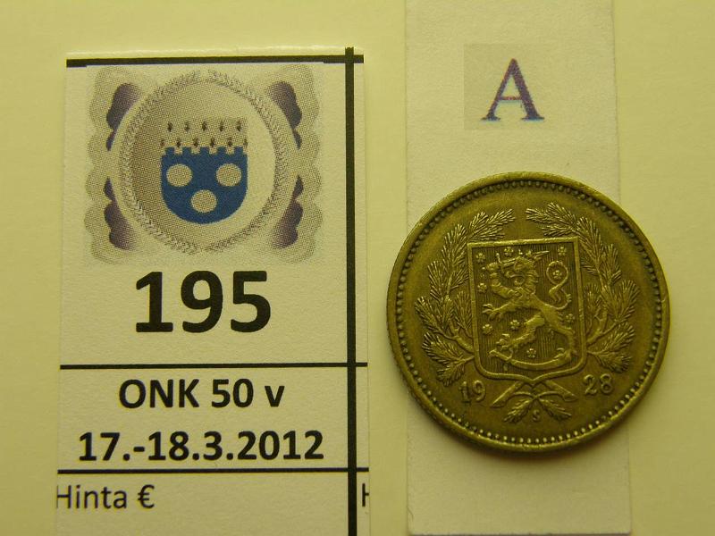 k-0195-a.jpg - Kohde 195 (kuva 1/2), lhthinta: 50 € / myyntihinta: 60 € 5 mk 1928 , kunto: 5