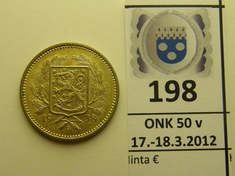 k-0198-a.jpg - Kohde 198, lhthinta: 30 € / myyntihinta: 52 € 5 mk 1938 likapiste, loistelias!, kunto: 9