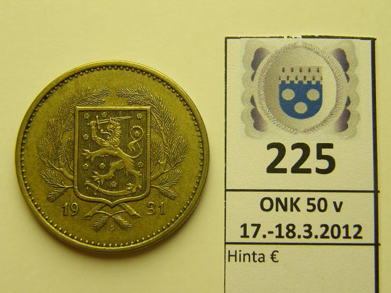 k-0225-a.jpg - Kohde 225, lhthinta: 40 € / myyntihinta: 42 € 20 mk 1931 , kunto: 6