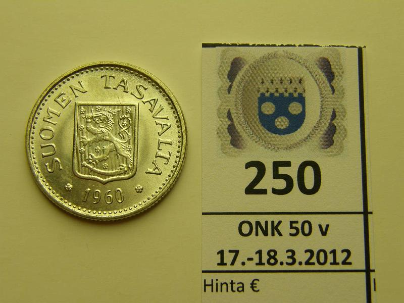 k-0250-a.jpg - Kohde 250, lhthinta: 30 € / myyntihinta: 40 € 100 mk 1960 Ag, loistelias!, kunto: 9