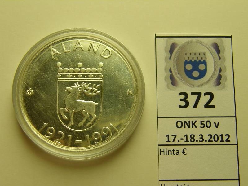 k-0372-a.jpg - Kohde 372, lhthinta: 16 € / myyntihinta: 16 € 100 mk 1991 Ag, Ahvenanmaa, likatahra, kapseli, kunto: 9