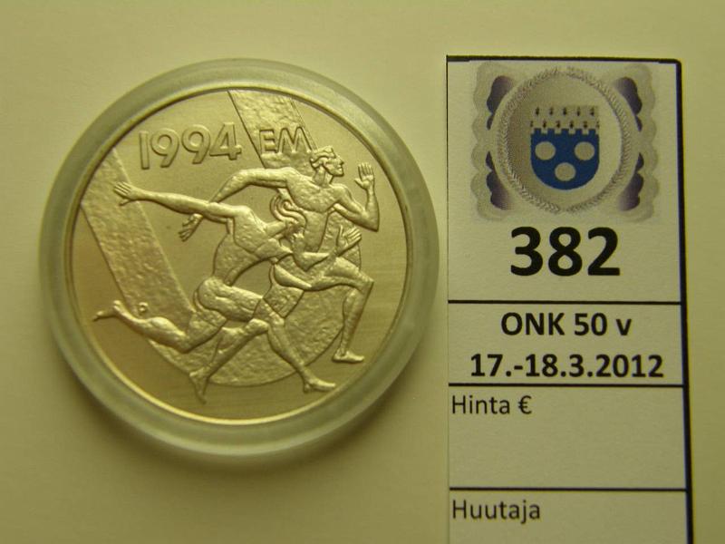 k-0382-a.jpg - Kohde 382, lhthinta: 16 € 100 mk 1994 Ag, EM, kapseli, kunto: 9