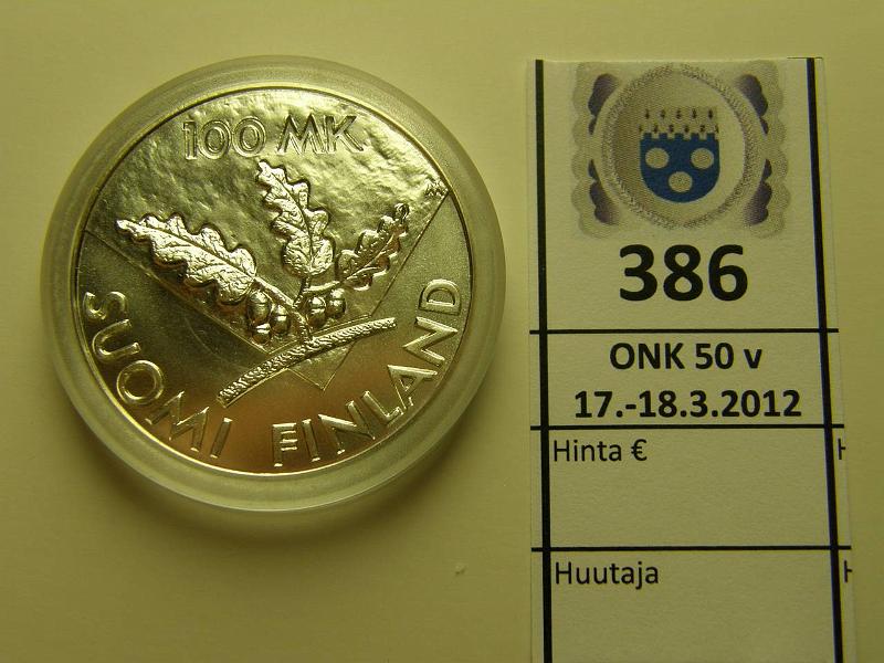 k-0386-a.jpg - Kohde 386, lhthinta: 16 € / myyntihinta: 23 € 100 mk 1995 Ag, YK, kapseli, kunto: 9