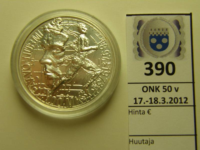 k-0390-a.jpg - Kohde 390, lhthinta: 16 € / myyntihinta: 25 € 100 mk 1997 Ag, Nurmi, kapseli, kunto: 10