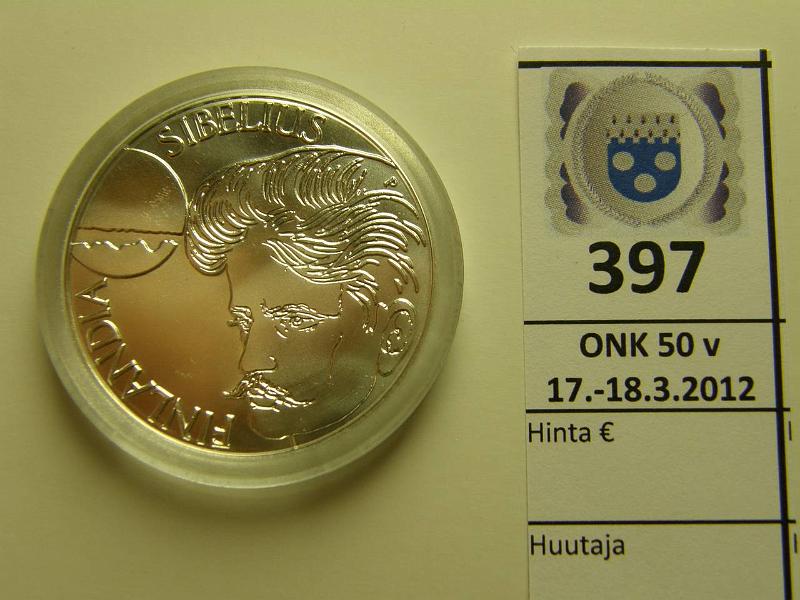 k-0397-a.jpg - Kohde 397, lhthinta: 16 € / myyntihinta: 25 € 100 mk 1999 Ag, Sibelius, kapseli, kunto: 10