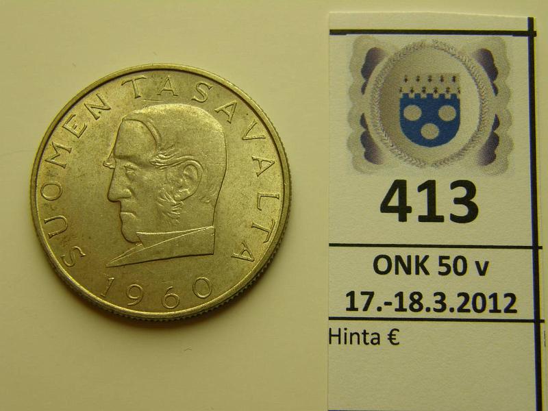 k-0413-a.jpg - Kohde 413, lhthinta: 20 € / myyntihinta: 20 € 1000 mk 1960 Ag, tummumaa, kunto: 8