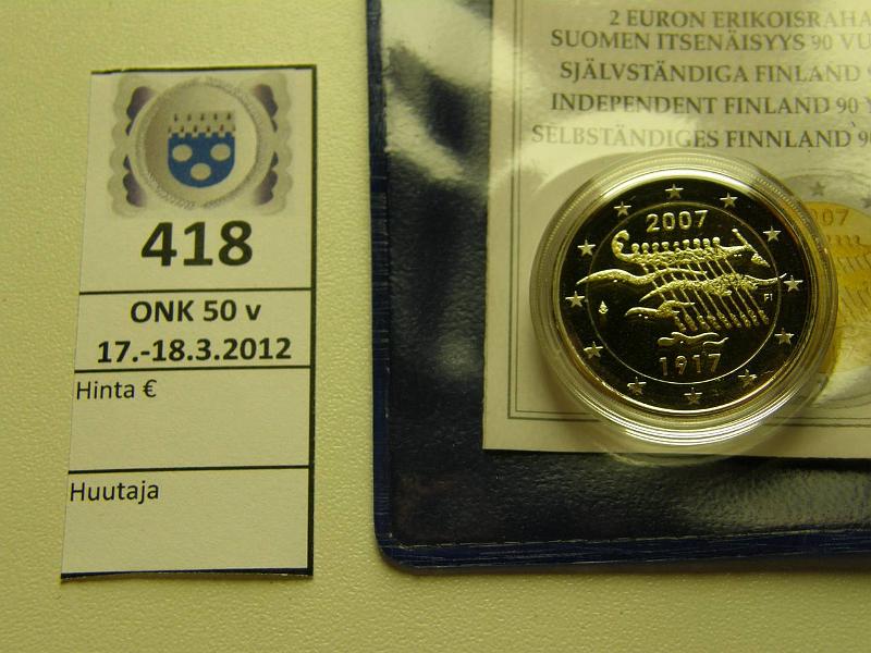 k-0418-a.jpg - Kohde 418, lhthinta: 10 € / myyntihinta: 10 € 2 € 2007 Proof, itsenisyys 90v, kapseli, tod, kunto: 10