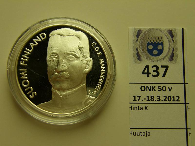 k-0437-a.jpg - Kohde 437, lhthinta: 15 € / myyntihinta: 19 € 10 € 2003 Ag, Proof, Mannerheim, kapseli, kunto: 10