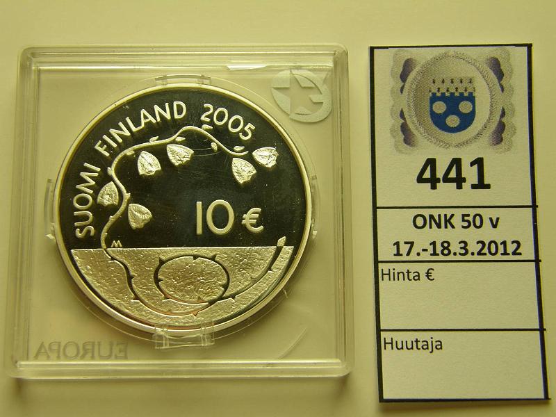 k-0441-a.jpg - Kohde 441, lhthinta: 15 € / myyntihinta: 17 € 10 € 2005 Ag, Proof, Rauha 60v, kapseli, kunto: 10