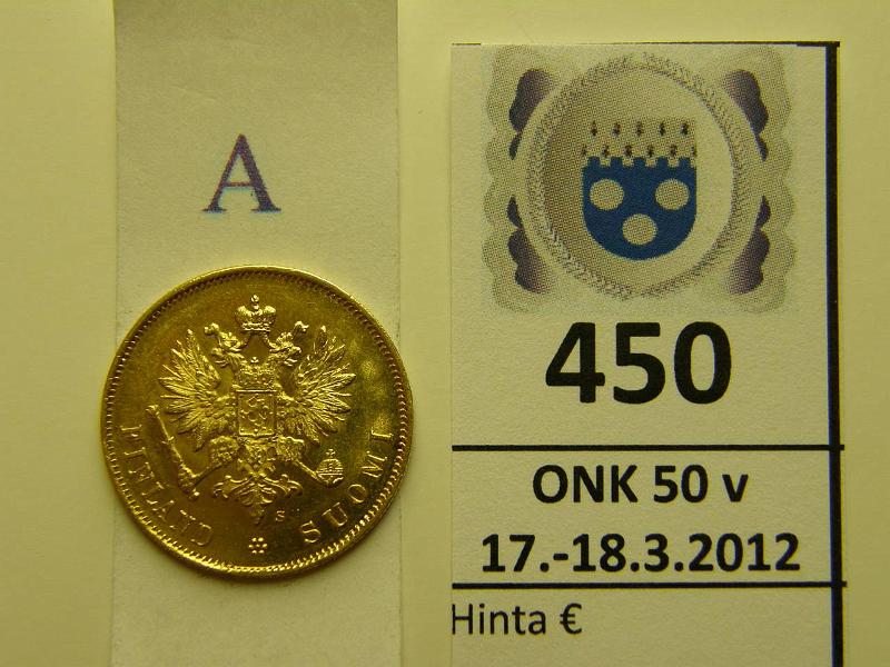 k-0450-a.jpg - Kohde 450 (kuva 1/2), lhthinta: 200 € / myyntihinta: 290 € 10 mk 1913 Au, kunto: 8