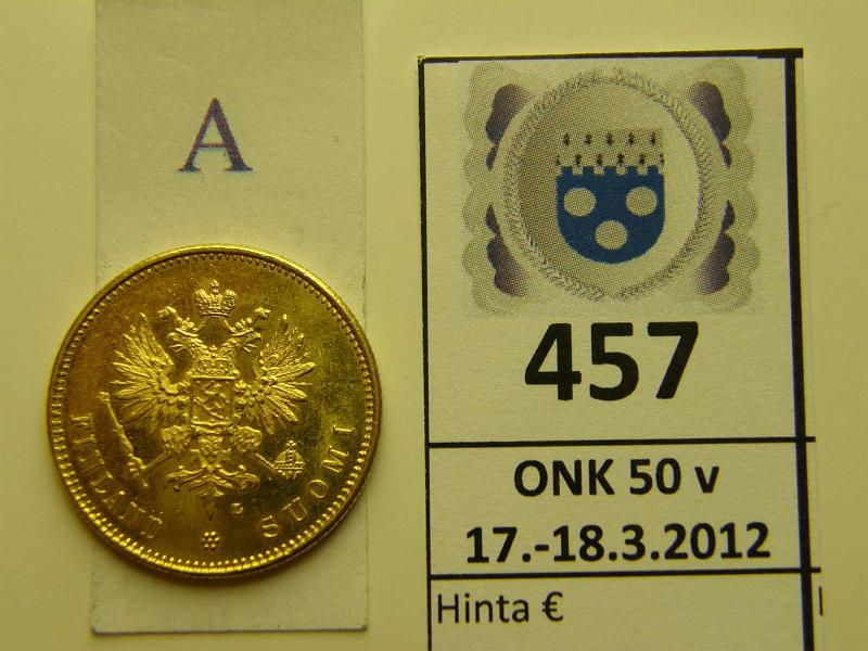 k-0457-a.jpg - Kohde 457 (kuva 1/2), lhthinta: 225 € / myyntihinta: 400 € 20 mk 1903 Au, kunto: 8