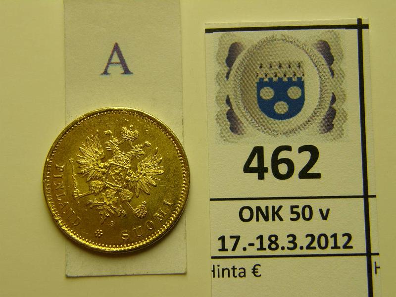 k-0462-a.jpg - Kohde 462 (kuva 1/2), lhthinta: 225 € / myyntihinta: 390 € 20 mk 1913 Au, painontasausjlki, kunto: 8