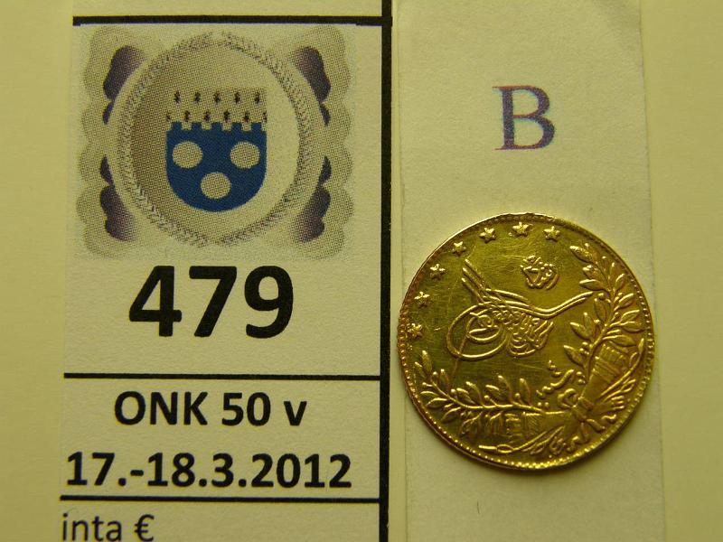 k-0479-b.jpg - Kohde 479 (kuva 2/2), lhthinta: 100 € / myyntihinta: 130 € Turkki 50 kurush 1327/1916-17 KM#753 Au 3.6g/917, prv, kunto: 8