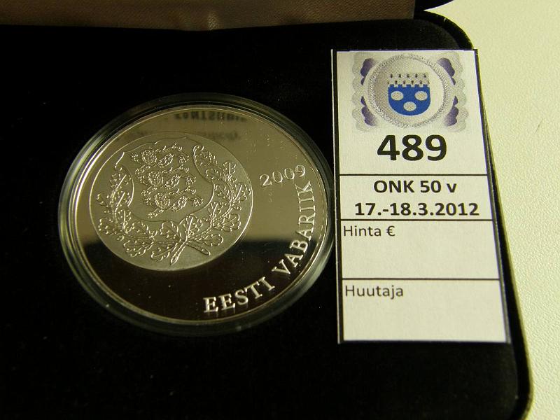 k-0489-a.jpg - Kohde 489, lhthinta: 35 € / myyntihinta: 42 € Eesti 10 kr 2009 KM#51 Ag, Prooflike, 31.105g/999, laulujuhlat, laatikko, tod, kunto: 10