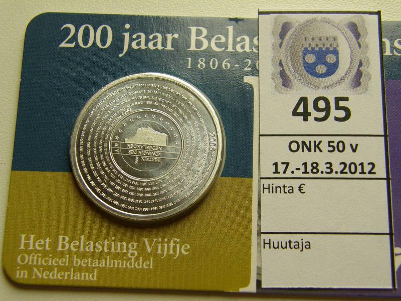 k-0495-a.jpg - Kohde 495, lhthinta: 7 € / myyntihinta: 7 € Hollanti 5 € 2006 KM#255 Ag 11.99/925 Beatrix, kortissa, kunto: 9