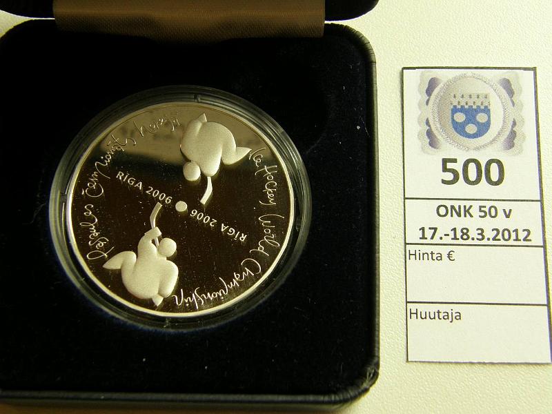 k-0500-a.jpg - Kohde 500, lhthinta: 15 € / myyntihinta: 38 € Latvia 1 lats 2005 KM#76 Ag 31.47g/925, proof, jkiekon MM Riga, kotelo, tod, kunto: 10