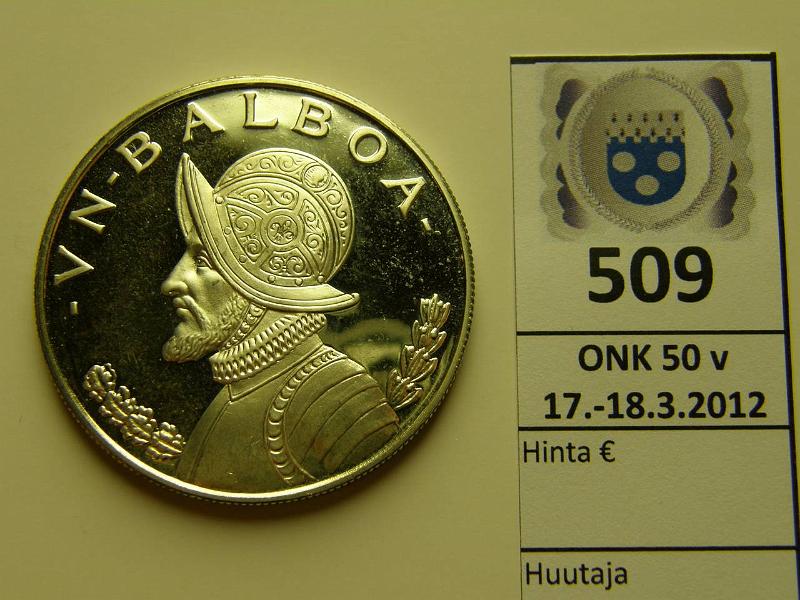 k-0509-a.jpg - Kohde 509, lhthinta: 15 € / myyntihinta: 15 € Panama 1 balboa 1973 KM#27 Ag, Proof, 26.73g/900, kapseli, kunto: 10