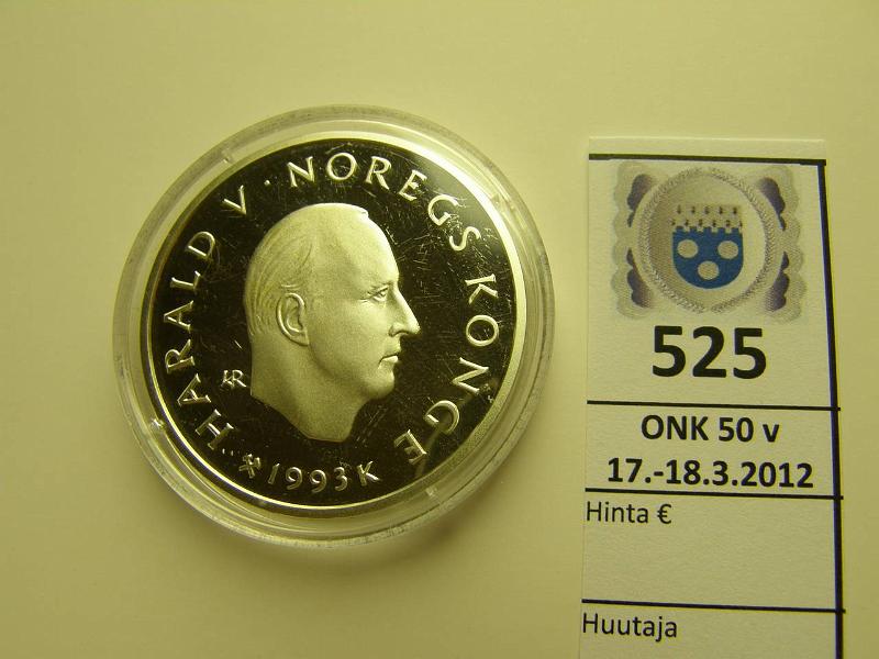 k-0525-a.jpg - Kohde 525, lhthinta: 35 € / myyntihinta: 46 € Lillehammer 100 kr 1993 KM#449 Ag, Proof 33.62g/999, 1994 taitoluistelu, kapselissa naarmuja, kunto: 10