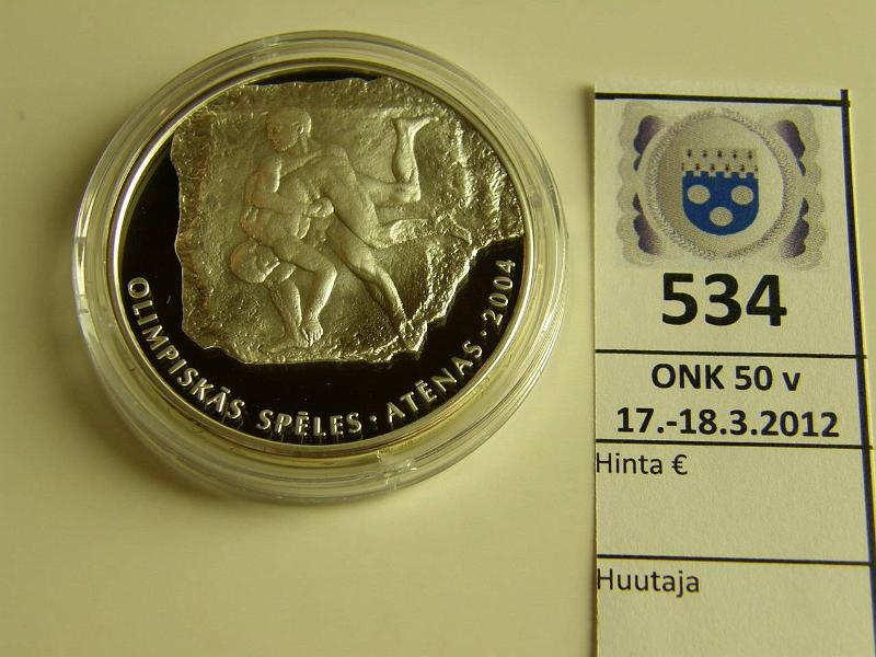 k-0534-a.jpg - Kohde 534, lhthinta: 15 € / myyntihinta: 21 € Ateena 1 lati 2002 Ag, Latvia, kapseli, kunto: 10