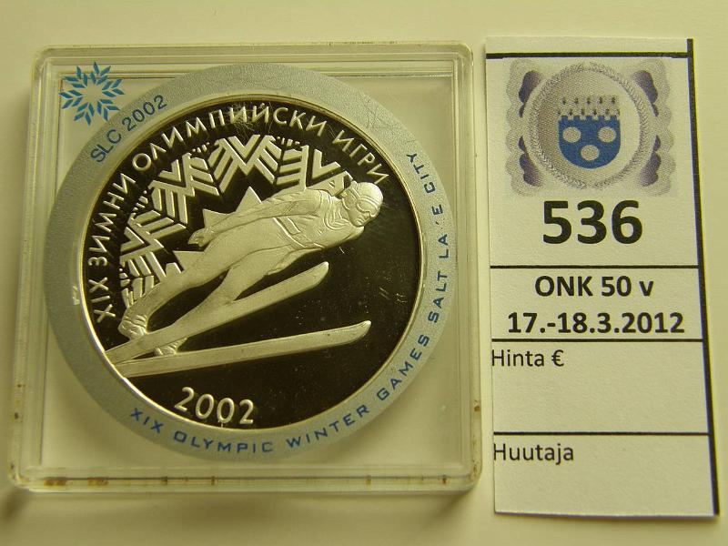 k-0536-a.jpg - Kohde 536, lhthinta: 15 € / myyntihinta: 15 € Salt Lake City 10 leva 2001 KM#247 Ag, Proof, 23.33/925, Bulgaria, kapseli, kunto: 10