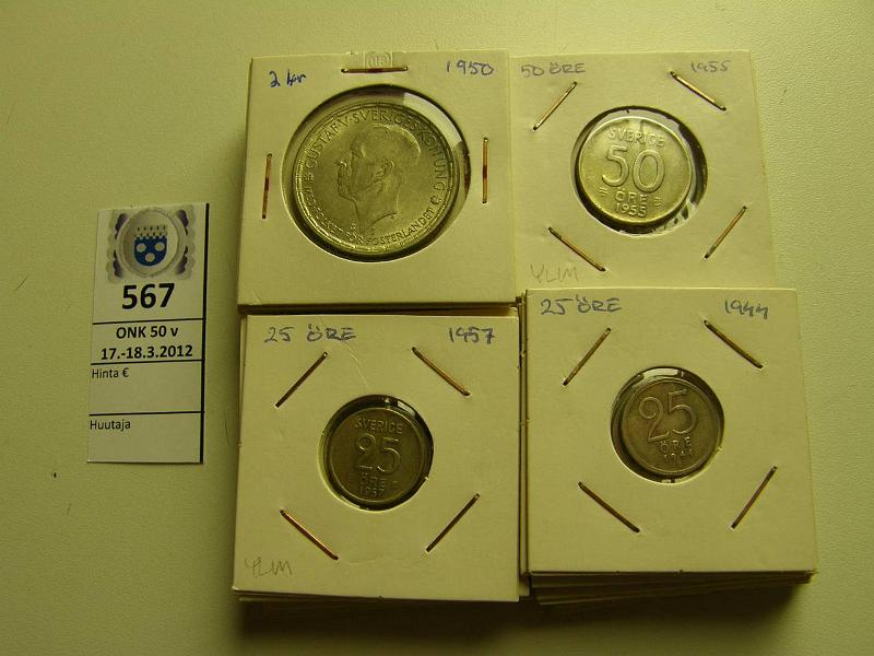 k-0567-a.jpg - Kohde 567, lhthinta: 5 € / myyntihinta: 5 € 10 re - 2 kr (35) 1940-1964 10(8), 25(14), 50(7), 1kr(5), 2kr(1), 35 kpl, joista 31 eril., kunto: 4-6