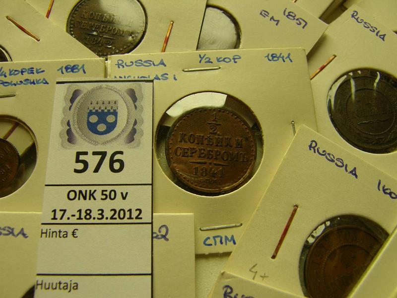 k-0576-b.jpg - Kohde 576 (kuva 2/2), lhthinta: 20 € / myyntihinta: 82 € -1 kop (52) 1797-1915 kop 1840-42, 81, 98-1900; kop 1840-42, 51, 52, 55-59, 96, 97, 1909, 11, 12, 14, 15; 1kop 1797-99, 1828, 32, 34, 40, 41, 51, 52, 55-57, 59, 62, 65, 66, 89, 93, 94, 97, 99, 1905, 09, 11, 13-15. Muutamia leimakiiltosia, mm kop 1881, 1899, 1900; kop 1841, 1855, kunto: 1-7