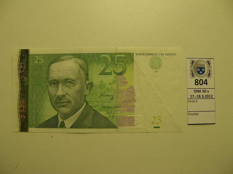 k-0804-a.jpg - Kohde 804, lhthinta: 5 € / myyntihinta: 12 € Eesti 25 kr 2007 Pick#84r ZZ 849177, korvaava, kunto: 6