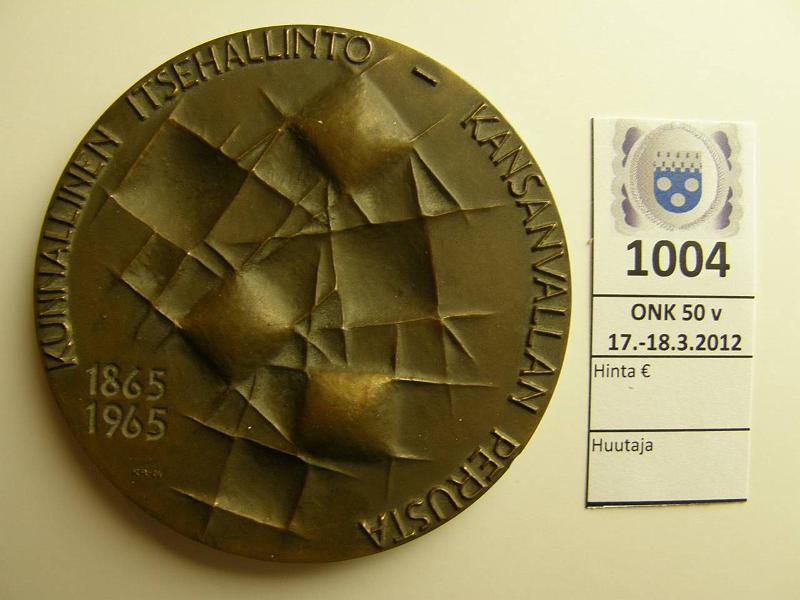 k-1004-a.jpg - Kohde 1004, lhthinta: 5 € / myyntihinta: 7 €  1965 Br, Kunnallinen Itsehallinto Kansanvallan Puolesta 1865-1965, Kultateollisuus, 70mm, kunto: 9