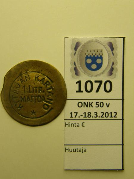 k-1070-a.jpg - Kohde 1070, lhthinta: 100 € Kytjn kartano 1 maitolitra Mess, pyre, vajaa aihio, harvinainen!, kunto: 6