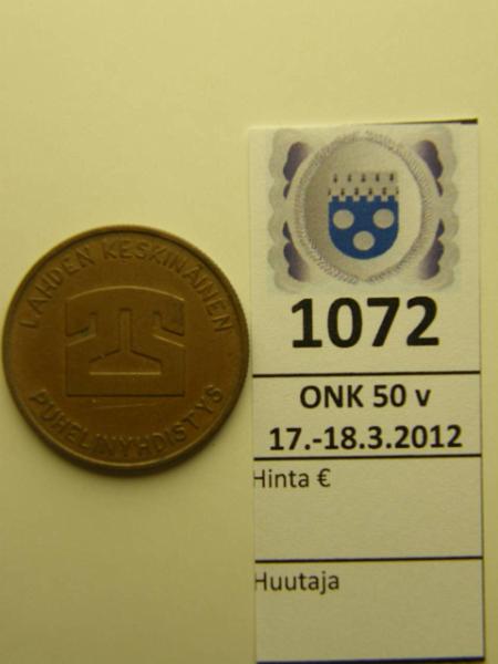 k-1072-a.jpg - Kohde 1072, lhthinta: 10 € / myyntihinta: 10 € Lahden Keskininen Puhelinyhdistys 50 p Cu, kunto: 7