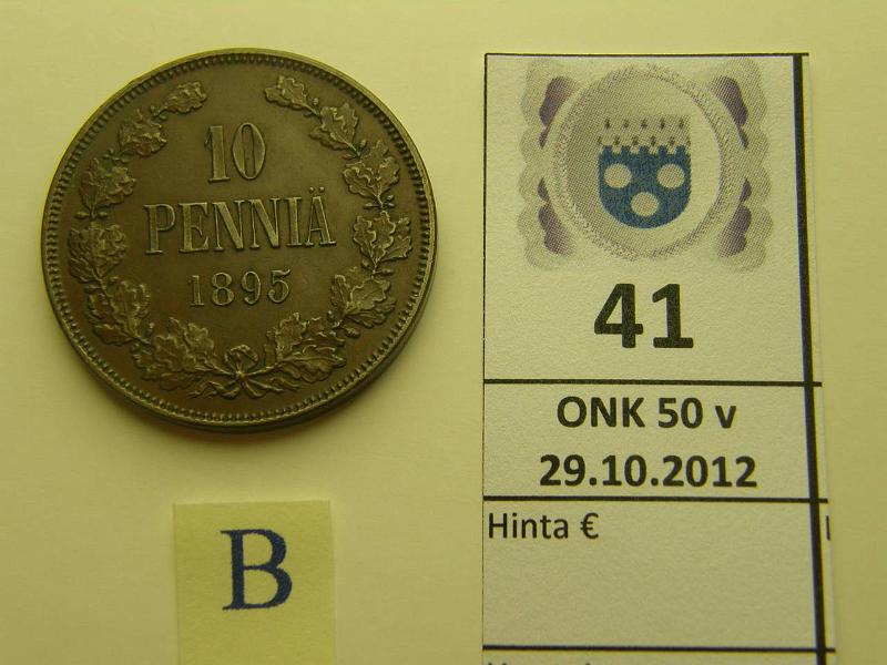 k-0041-b.jpg - Kohde 41 (kuva 2/2), lhthinta: 190 € 10 p 1895 tumma patina, kaunis!, kunto: 7