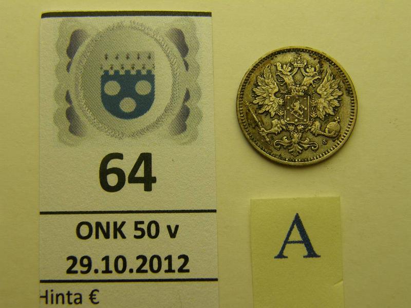 k-0064-a.jpg - Kohde 64 (kuva 1/2), lhthinta: 5 € 25 p 1875 Ag, SNY 273.1, nja, kunto: 5