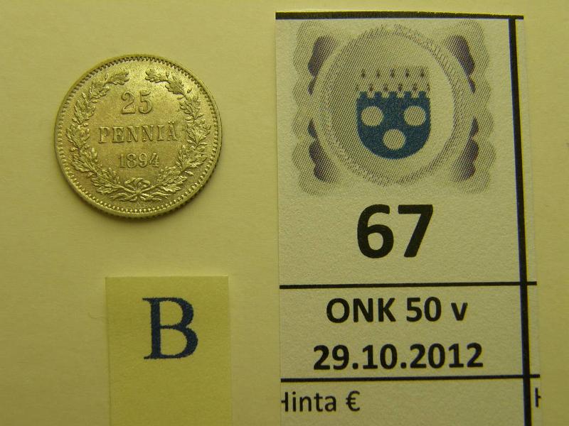 k-0067-b.jpg - Kohde 67 (kuva 2/2), lhthinta: 40 € 25 p 1894 Ag, kunto: 6/7