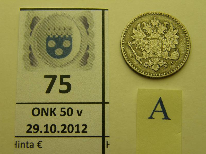 k-0075-a.jpg - Kohde 75 (kuva 1/2), lhthinta: 5 € 50 p 1864 Ag, kunto: 3/4