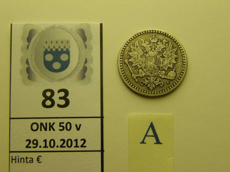 k-0083-a.jpg - Kohde 83 (kuva 1/2), lhthinta: 15 € 50 p 1869 Ag, kunto: 3/4