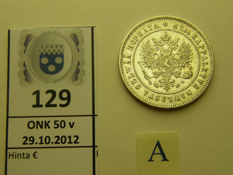 k-0129-a.jpg - Kohde 129 (kuva 1/2), lhthinta: 30 € 2 mk 1906 Ag, SNY 500.1 (pitk /), kunto: 5