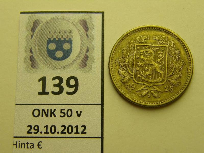 k-0139-a.jpg - Kohde 139, lhthinta: 50 € 5 mk 1928 pmv, kunto: 5