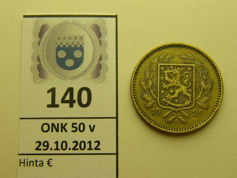 k-0140-a.jpg - Kohde 140, lhthinta: 50 € 5 mk 1929 SNY 504.1, kunto: 5