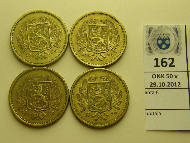 k-0162-a.jpg - Kohde 162, lhthinta: 10 € 20 mk 1935-39 (4) 1935, -36, -37, -39, kunto: 5-6