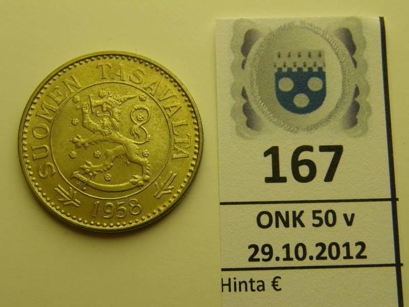 k-0167-a.jpg - Kohde 167, lhthinta: 40 € 50 mk 1958, kunto: 7