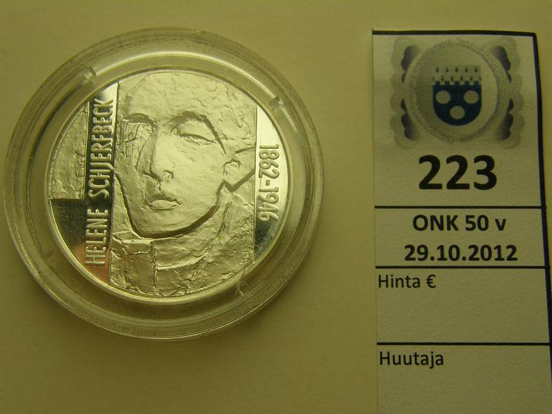 k-0223-a.jpg - Kohde 223, lhthinta: 50 € 100 mk 1996 Ag, Proof, Helene Schjerfbeck, kapseli, kunto: 10