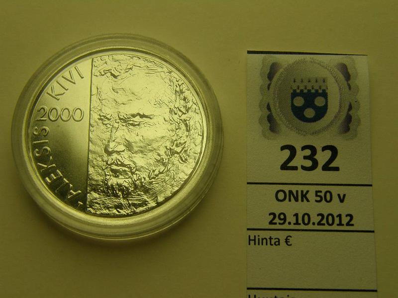 k-0232-a.jpg - Kohde 232, lhthinta: 20 € 100 mk 2000 Ag, Aleksis Kivi, kapseli, kunto: 10