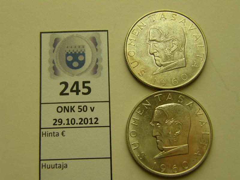 k-0245-a.jpg - Kohde 245, lhthinta: 30 € 1000 mk 1960 (2) Ag, likaa, kunto: 7,8