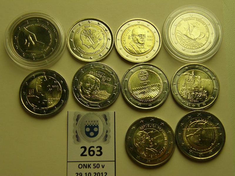 k-0263-a.jpg - Kohde 263, lhthinta: 35 € EU 2008-12 (10) Portugali 2008, -10, -11(Pinto), -12, Kreikka ja Italia 2010, Malta 2011 (Vaalit), Saksa, Belgia ja Luxemburg 2012. Rullista, osa pienipainoksisia, kunto: 9