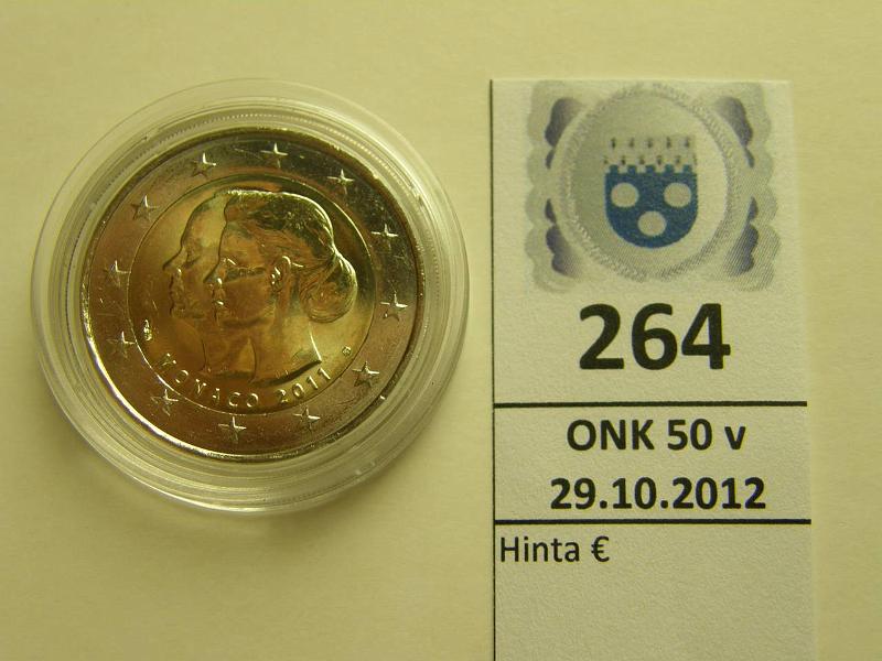 k-0264-a.jpg - Kohde 264, lhthinta: 50 € Monaco 2011 Albert & Charlene vihkiiset, kapseli, kunto: 9