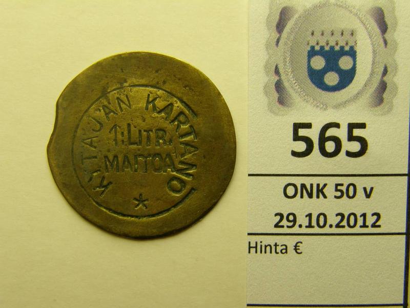 k-0565-a.jpg - Kohde 565, lhthinta: 80 € Kytjn kartano 1 litra maitoa Mess, pyre, hieman vajaa meisti, harv!, kunto: 5