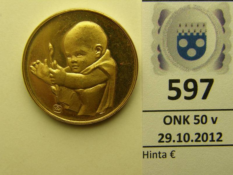 k-0597-a.jpg - Kohde 597, lhthinta: 5 € Sota-avun muistomitali Ruotsi. Minne av 1940-talets hjlp till Finland, kunto: 8